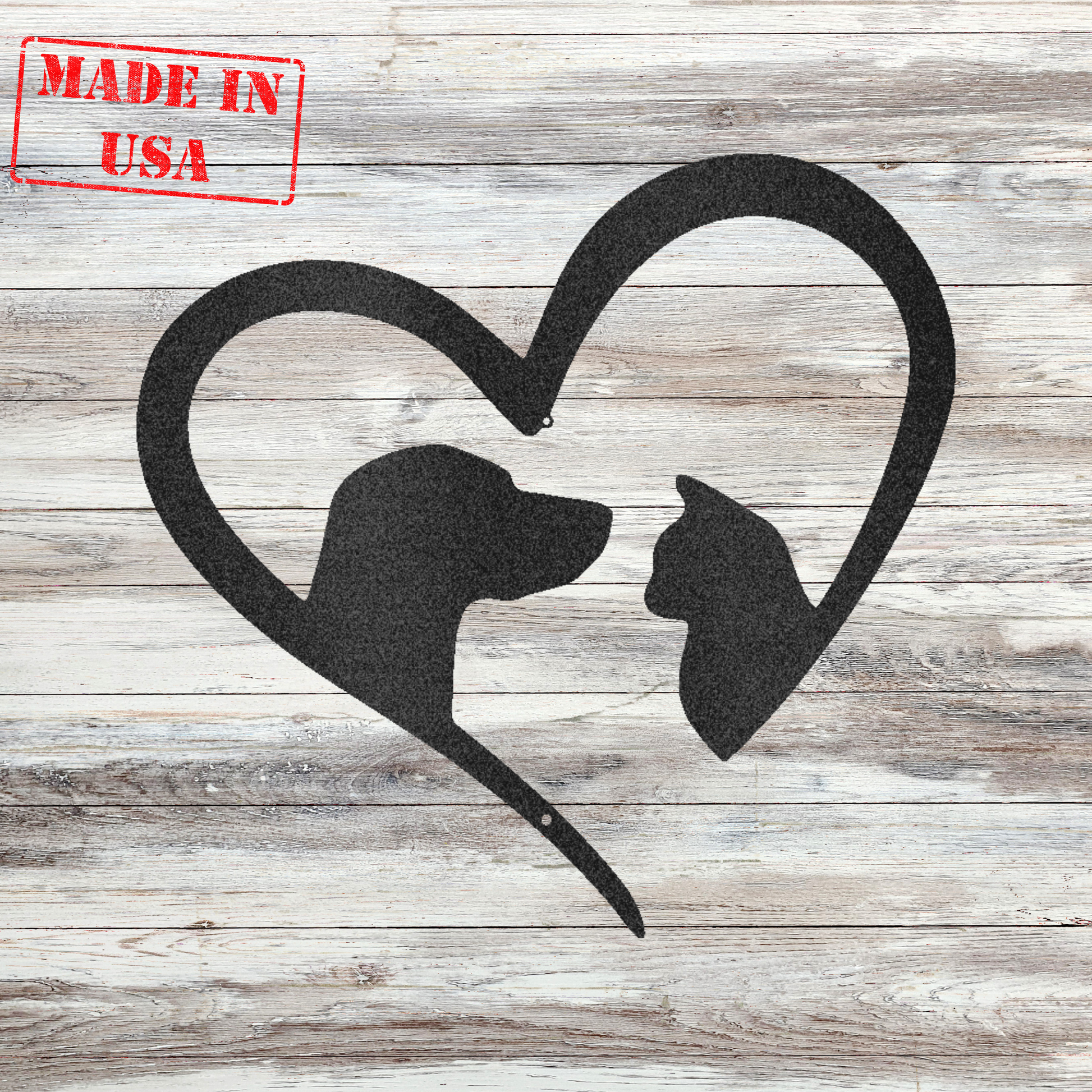 Pet Love Catdog Heart Sign| Heart Drawing With Dog Outline and Cat Outline Wall Art | Home Accent Studio