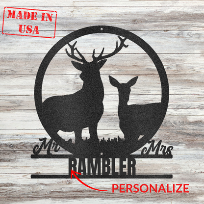 Deer Silhouette | Deer with Antlers | Buckle and Doe Monogram | Home Accent Studio