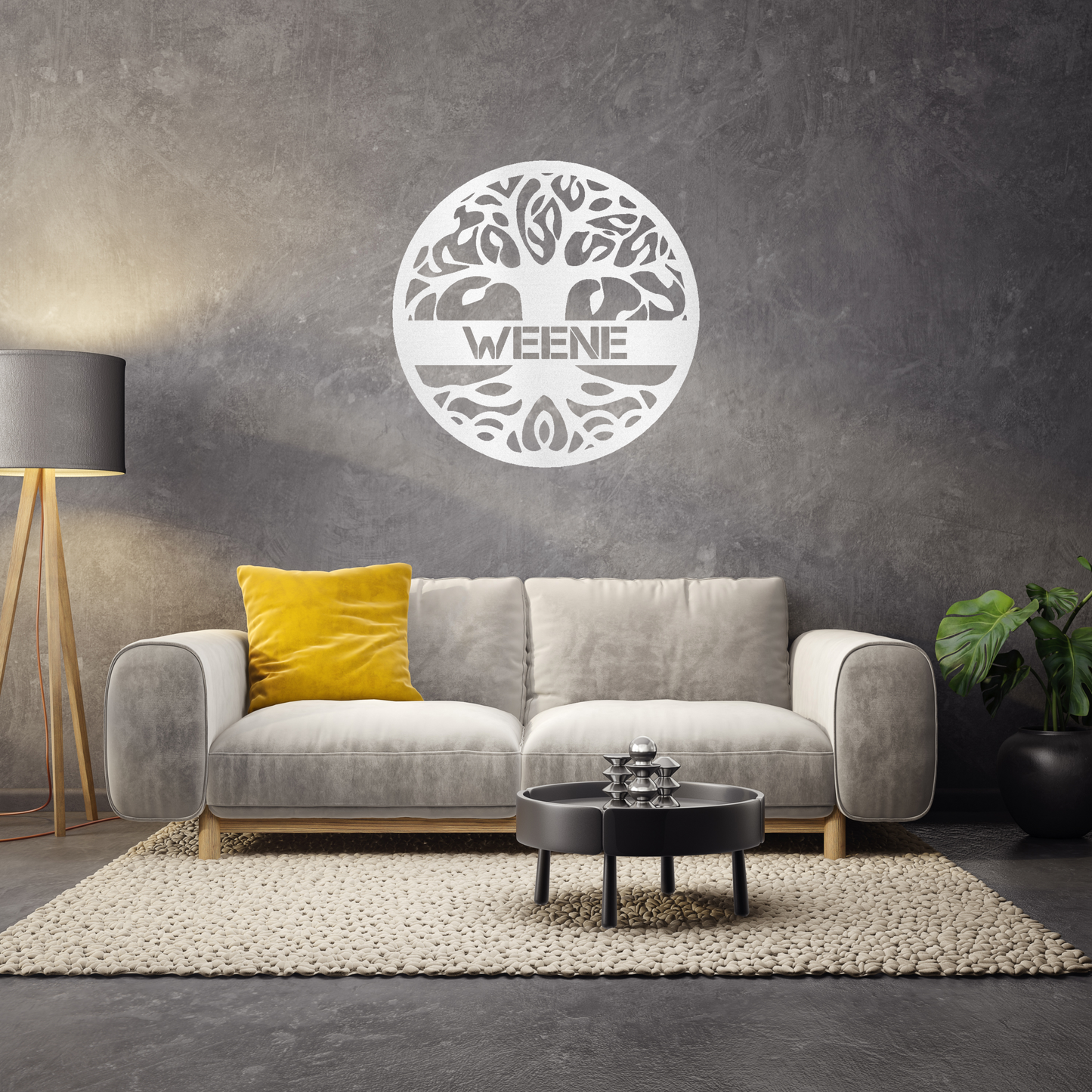 Fancy Tree of Life Monogram | Tree of Heaven | Tree Names White Monogram | Home Accent Studio