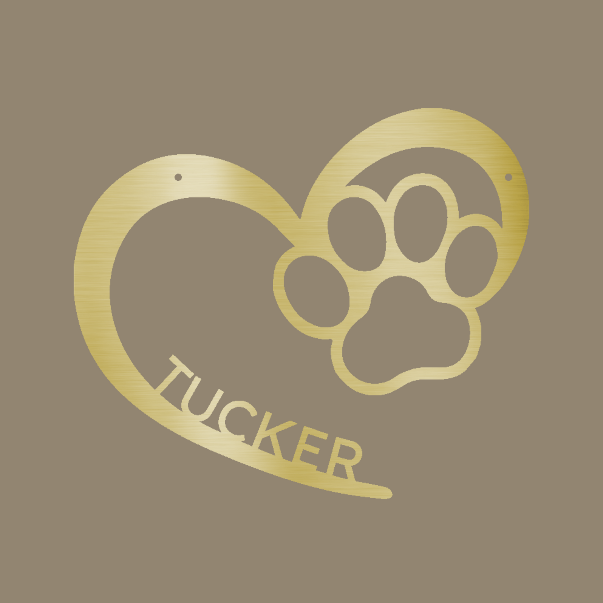 Personalized Metal Wall Decor - 'Puppy Love' Gold Monogram | Home Accent Studio