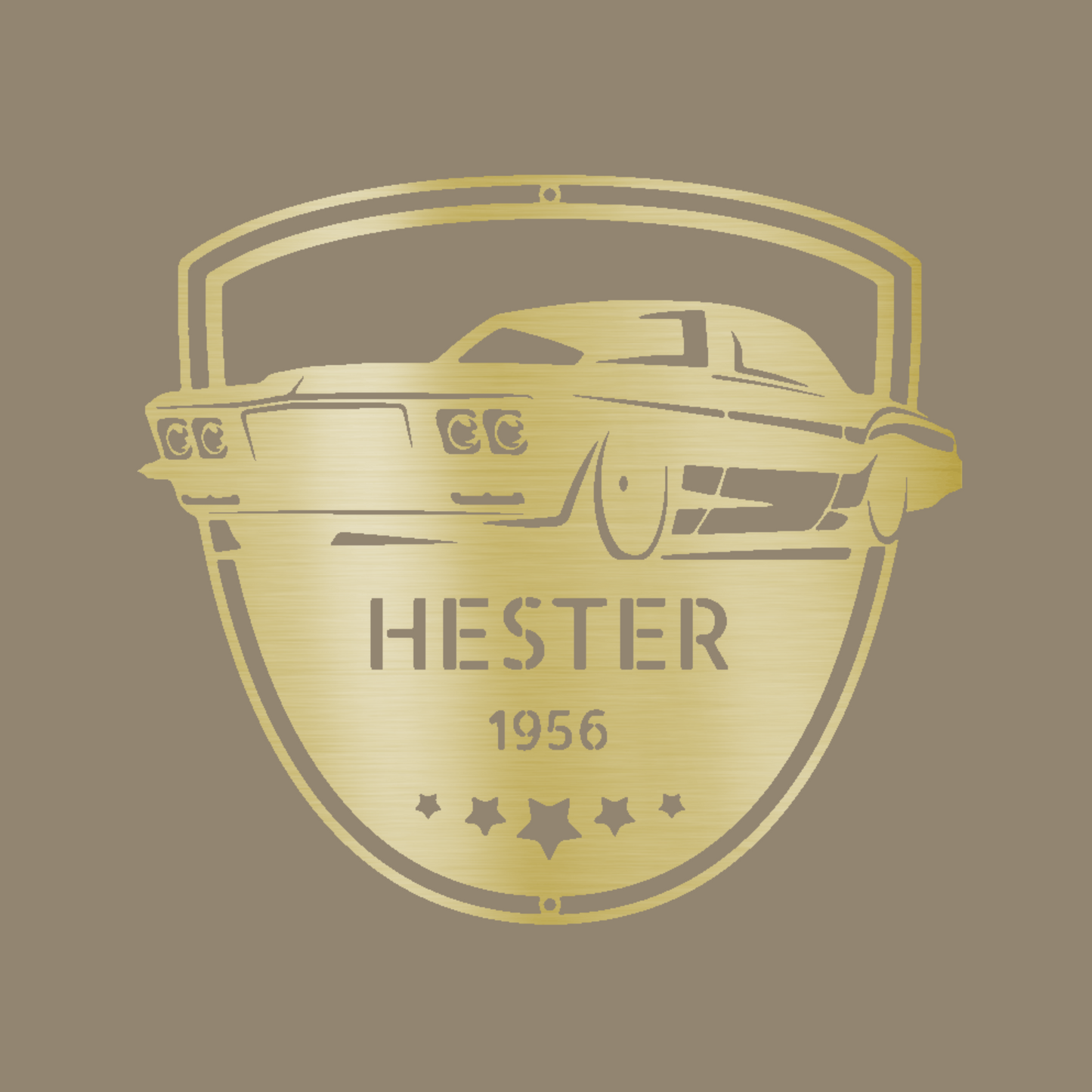 Personalized Classic Car Metal Wall Decor - 'Restoration Master' Gold Monogram | Home Accent Studio