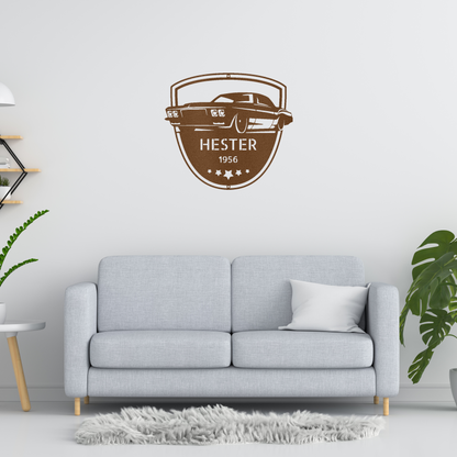 Personalized Classic Car Metal Wall Decor - 'Restoration Master' Copper Monogram | Home Accent Studio