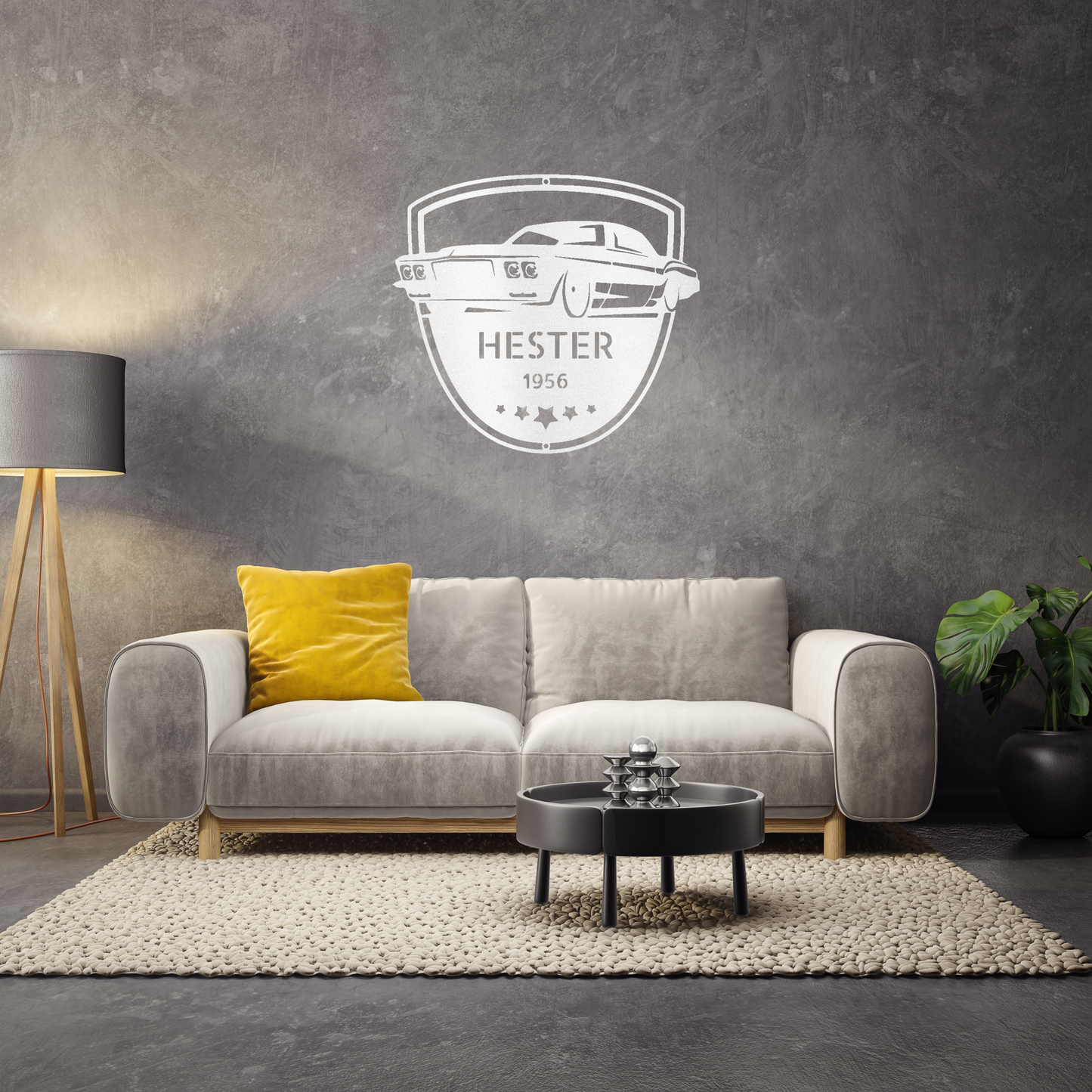 Personalized Classic Car Metal Wall Decor - 'Restoration Master' White Monogram | Home Accent Studio