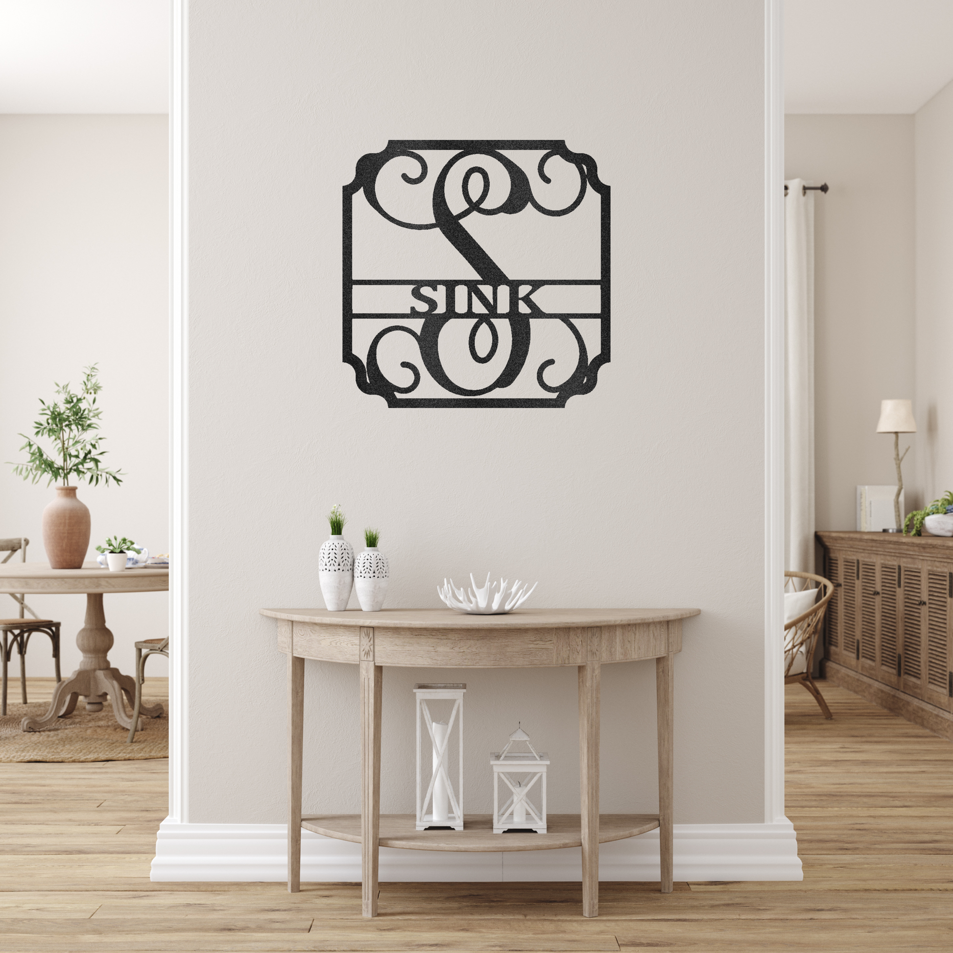 Classic Family Name Custom Made Metal Signs - Black Monogram Metal Wall Art Decor | Home Accent Studio