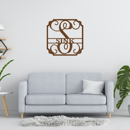 Classic Family Name Custom Made Metal Signs - Copper Monogram Metal Wall Art Decor | Home Accent Studio