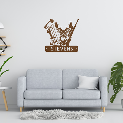 Deer Hunter Monogram Custom Made Metal Signs - Wildlife Copper Metal Wall Art Decor | Home Accent Studio