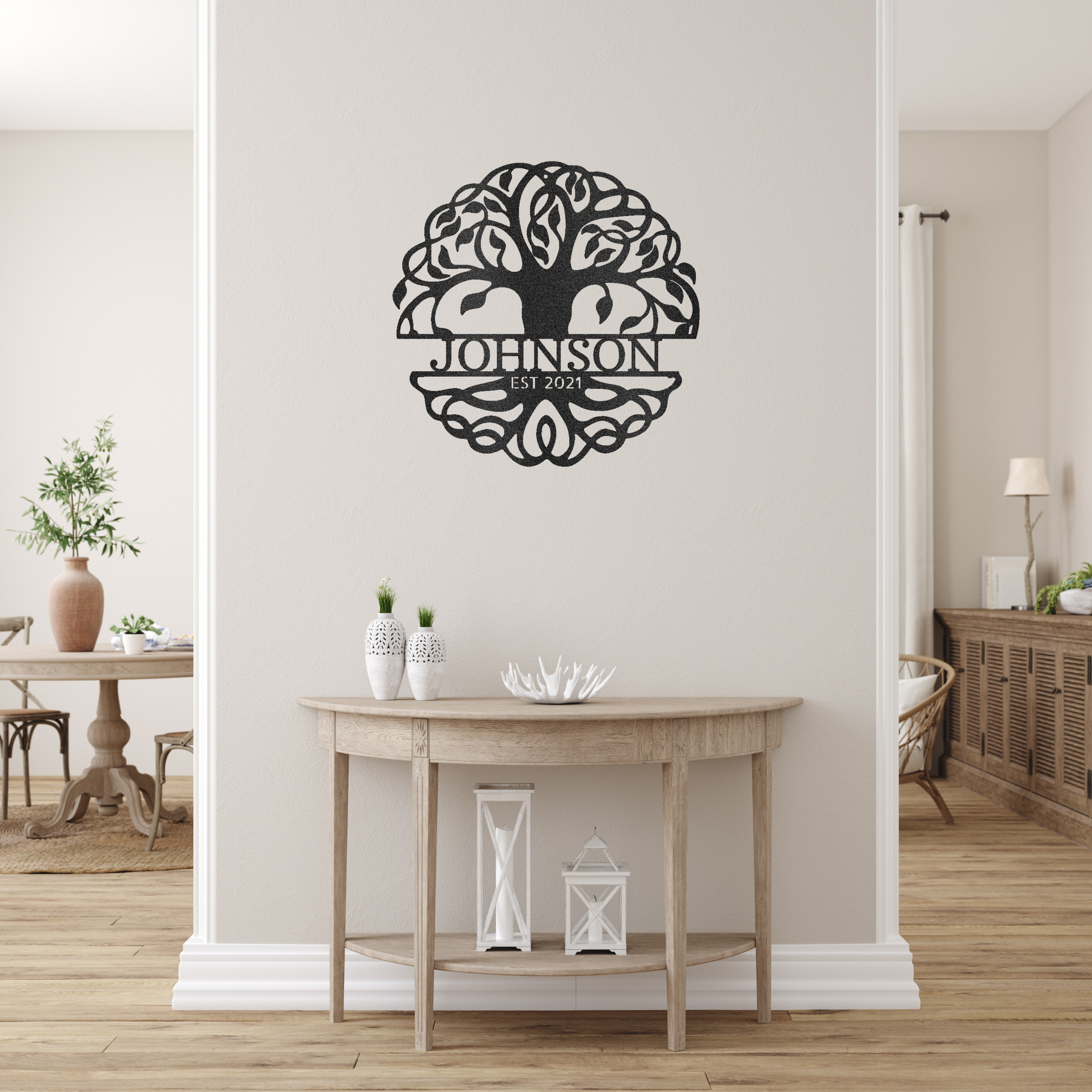 Personalized Tree of Life Black Monogram | Tree of Heaven | Tree Drawing Monogram | Home Accent Studio