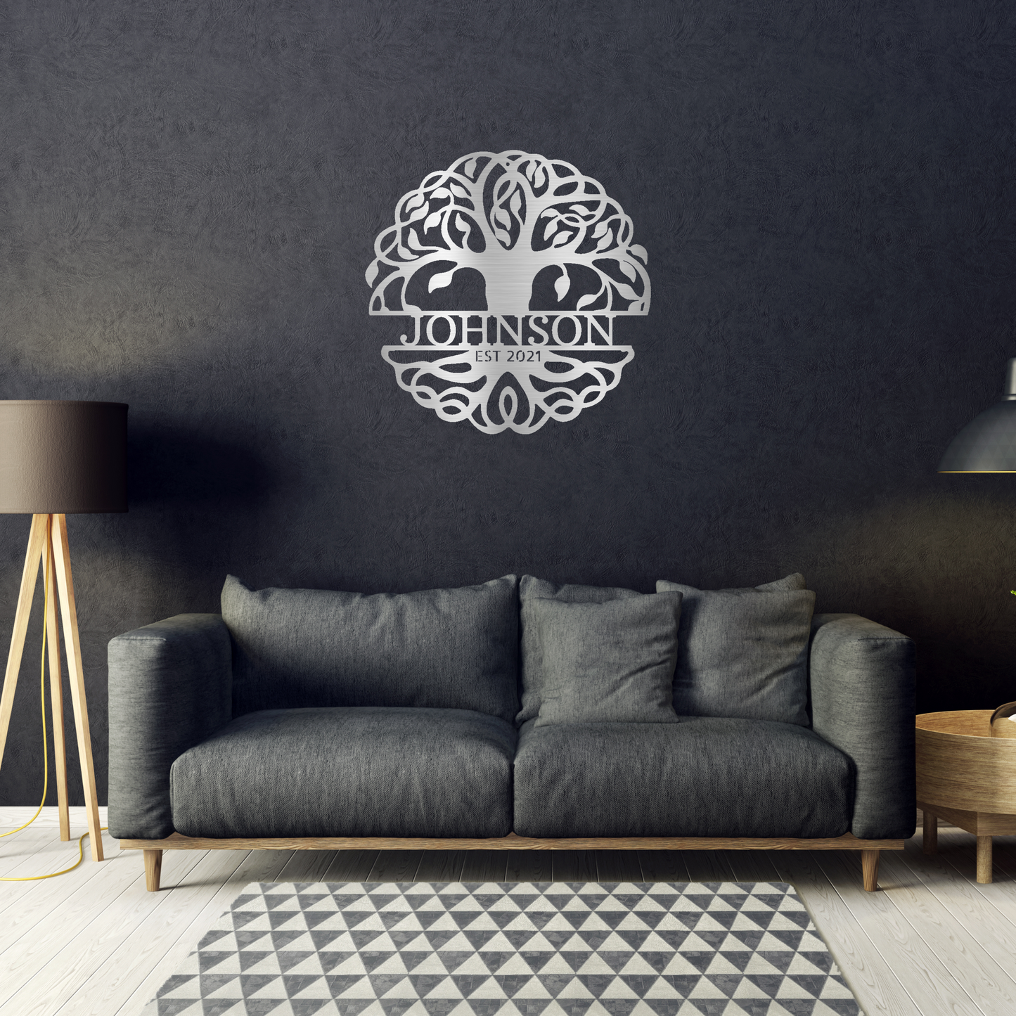 Personalized Tree of Life Silver Monogram | Tree of Heaven | Tree Drawing Monogram | Home Accent Studio