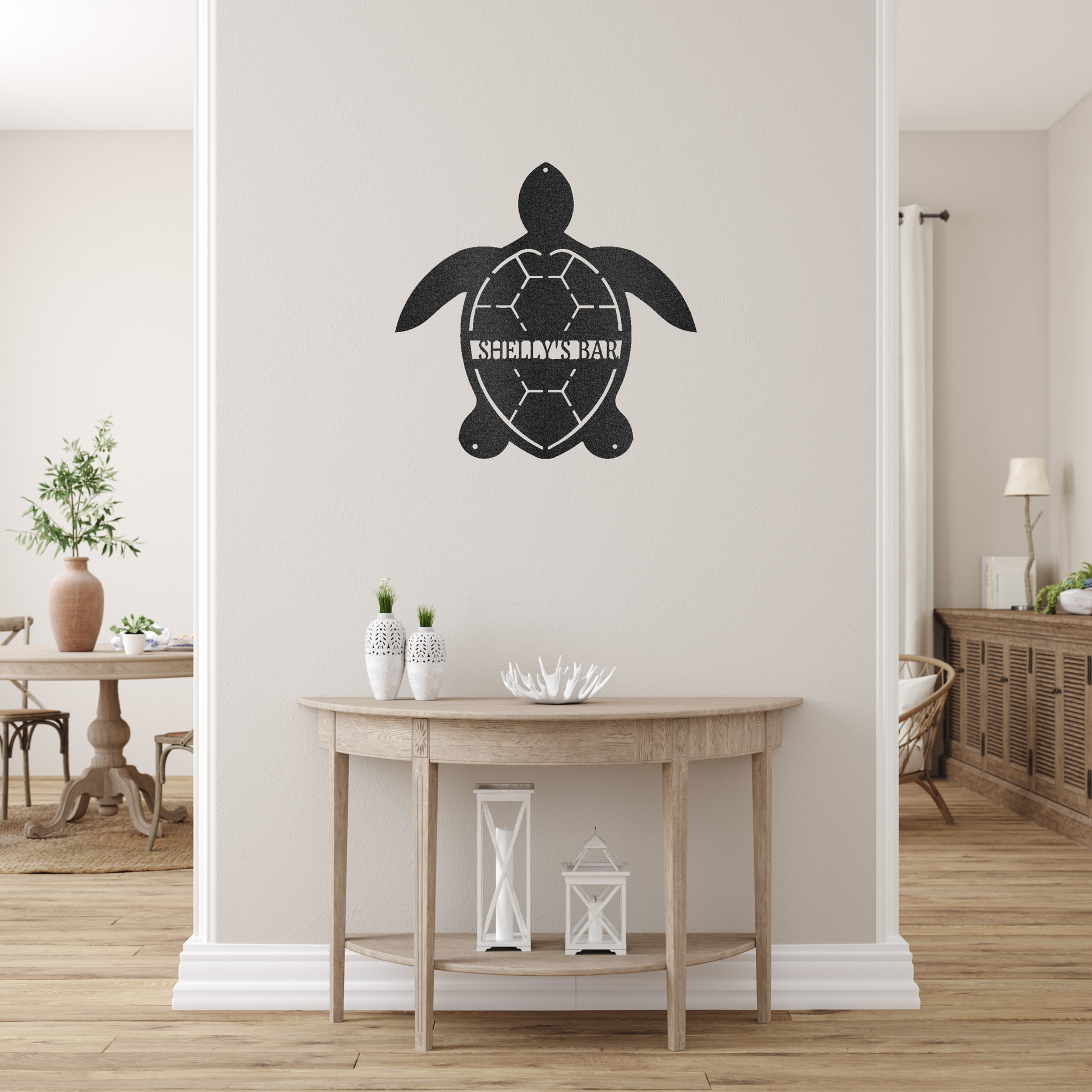 Turtle Monogram Custom Made Metal Signs - Wildlife Black Metal Wall Art Decor | Home Accent Studio