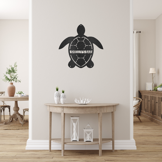 Turtle Monogram Custom Made Metal Signs - Wildlife Black Metal Wall Art Decor | Home Accent Studio